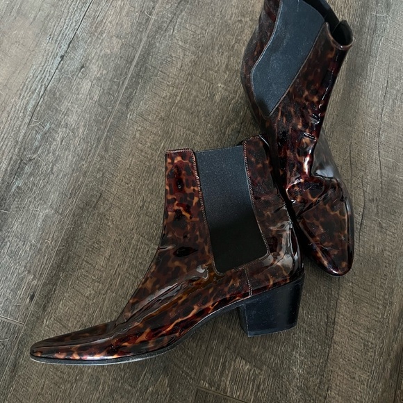 Saint Laurent Dylan tortoise shell patent boot - Picture 2 of 4